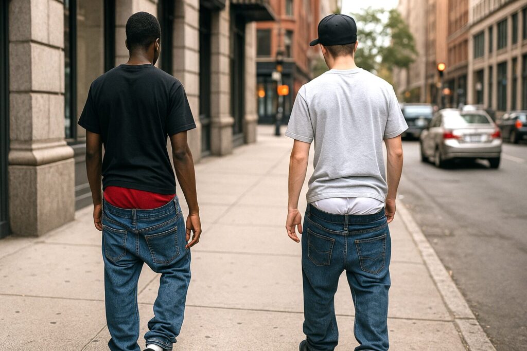 two men sagging their pants